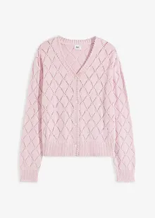 Stickad hålmönstrad cardigan, bonprix