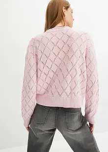 Stickad hålmönstrad cardigan, bonprix