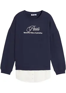 Sweatshirt med blusinfällning för barn, bonprix