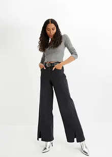 Wide Leg Jeans High Waist, med slits, bonprix