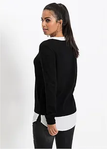 Finstickad tröja med blusinfällning, bonprix