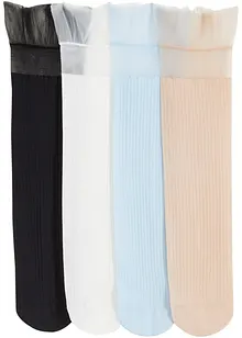 Strumpor i nylon med ryschkant (4-pack), bonprix