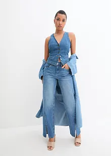 Wide Jeans Mid Waist, Slit, bonprix