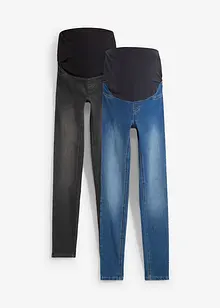 Mammajeggings med bomull (2-pack). Skinny, bonprix