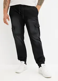 Mjuka jeans med cargofickor, Regular Fit, Straight, bonprix