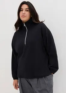 Sweatshirt med krage med dragkedja i boxig modell med modal, lång ärm, bonprix