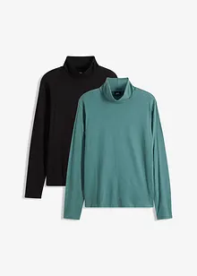 Långärmad T-shirt med polokrage (2-pack), bonprix