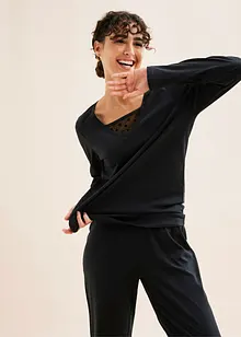 Pyjamas med spetsinfällning, bonprix