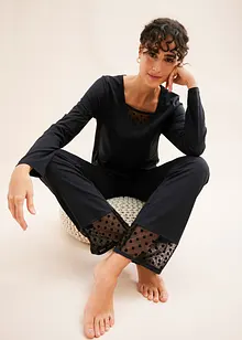 Pyjamas med spetsinfällning, bonprix