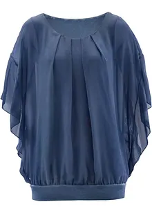 Chiffongblus med linne, bonprix