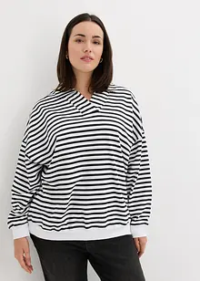 Sweatshirt med V-ringning och pikékrage, bonprix