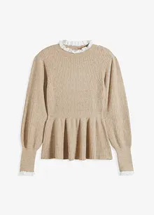 Feminin tröja med blusinfällning, bonprix