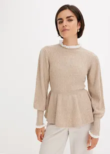 Feminin tröja med blusinfällning, bonprix