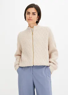 Cardigan med flätstickning, bonprix