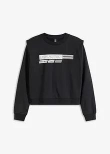 Croppad sweatshirt med texttryck, bonprix