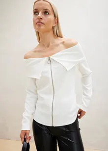 Off-shoulder-topp med dragkedja, bonprix