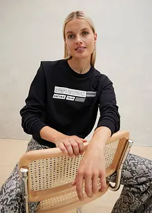 Croppad sweatshirt med texttryck, bonprix