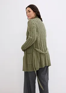 Lång cardigan med flätstickning, bonprix