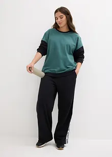 Joggingdräkt med sweatshirt och vid byxa (2 delar), bonprix