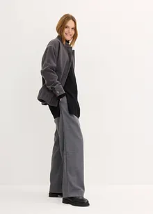 Lång finstickad tröja med sidosprund och viskosandel, bonprix