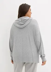 Stickad hoodie med känguruficka, bonprix