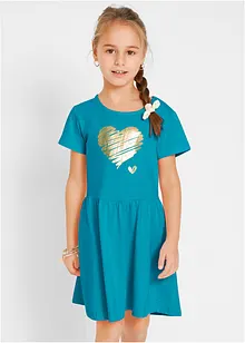 Jerseyklänning i ekologisk bomull för barn (2-pack), bonprix