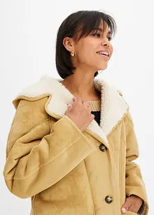 Shearling-jacka med huva, bonprix