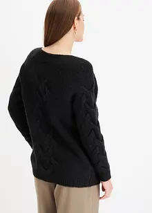 Cardigan utan knäppning med flätstickning, bonprix