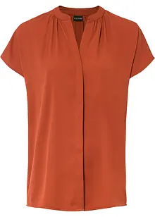Kortärmad blus med dold knappslå, bonprix