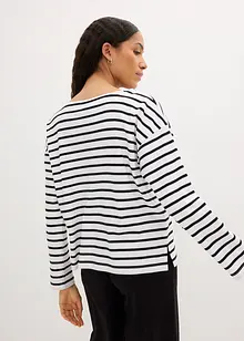 Långärmad T-shirt med vid båtringning (2-pack), ekologisk bomull, bonprix