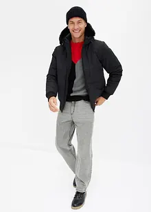 Täckjacka i lumbermodell med fuskpälshuva, bonprix