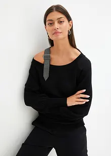 One shoulder-tröja med glittrande stenar, bonprix