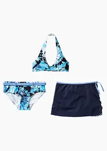Bikini + kjol med återvunnen polyamid för barn (3 delar), bonprix