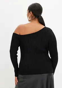 Ribbstickad one shoulder-topp, bonprix