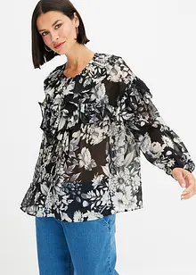 Blus med volanger, bonprix