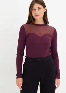 Långärmad topp med mesh, bonprix