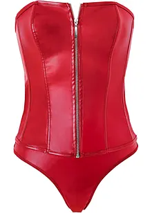 Korsett + stringtrosa i skinnimitation (2 delar), bonprix