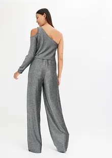 One shoulder-jumpsuit med glitter, bonprix