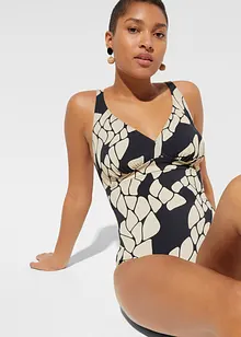 Baddräkt med V-ringning och lätt formande effekt, bonprix