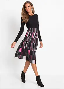 Utsvängd stickad jacquardklänning, bonprix