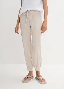 Muslinbyxa med smockad midja, bonprix