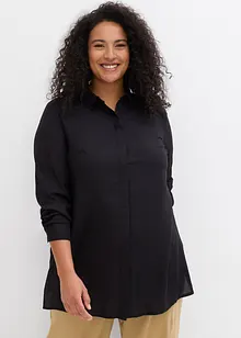 Lång blus med slits i följsam viskos, bonprix