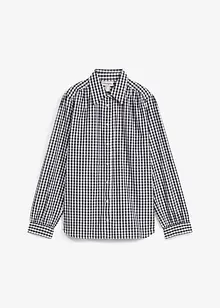 Rutig oversized blus med puffärmar, bonprix