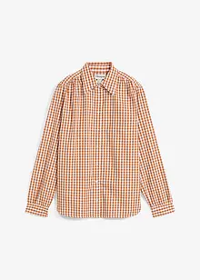 Rutig oversized blus med puffärmar, bonprix