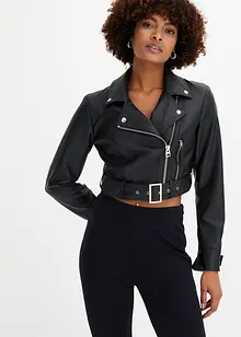 Cropped MC-jacka med skinnlook, bonprix