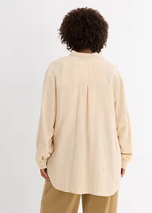 Oversize-muslinblus i bomull, lång modell med slits i sidan, bonprix