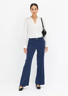 Kräppad blus med spets, bonprix