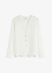 Kräppad blus med spets, bonprix