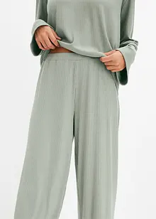 Pyjamas med vid byxa i viskos med stickad look, bonprix