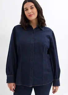 Jeansblus med ballongärmar, bonprix